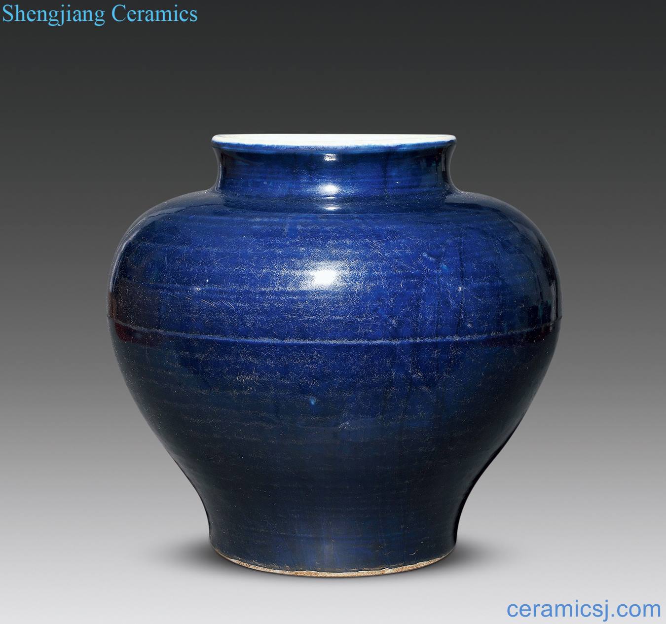 Bright blue glaze big pot