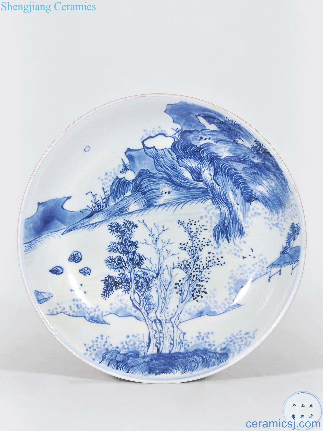 The qing emperor kangxi in the early Blue and white landscape pattern