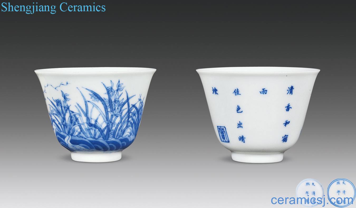 Qing guangxu Blue and white flora cup (a)