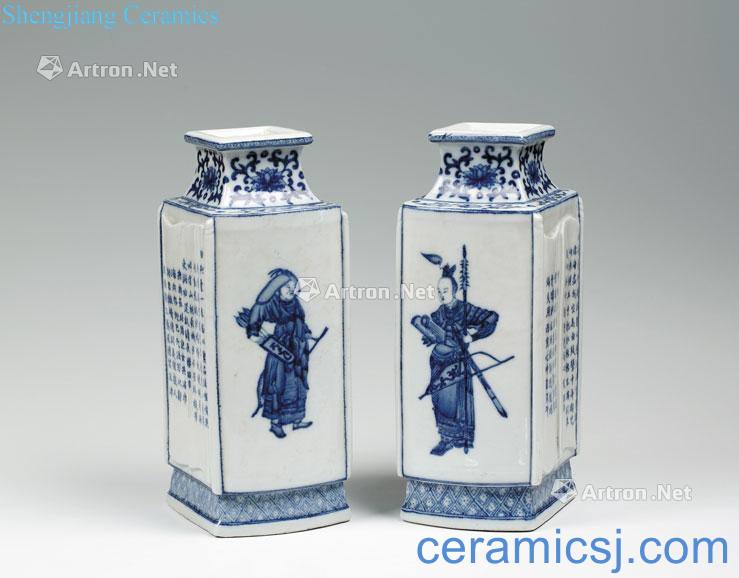 Kangxi blue window figure bottles