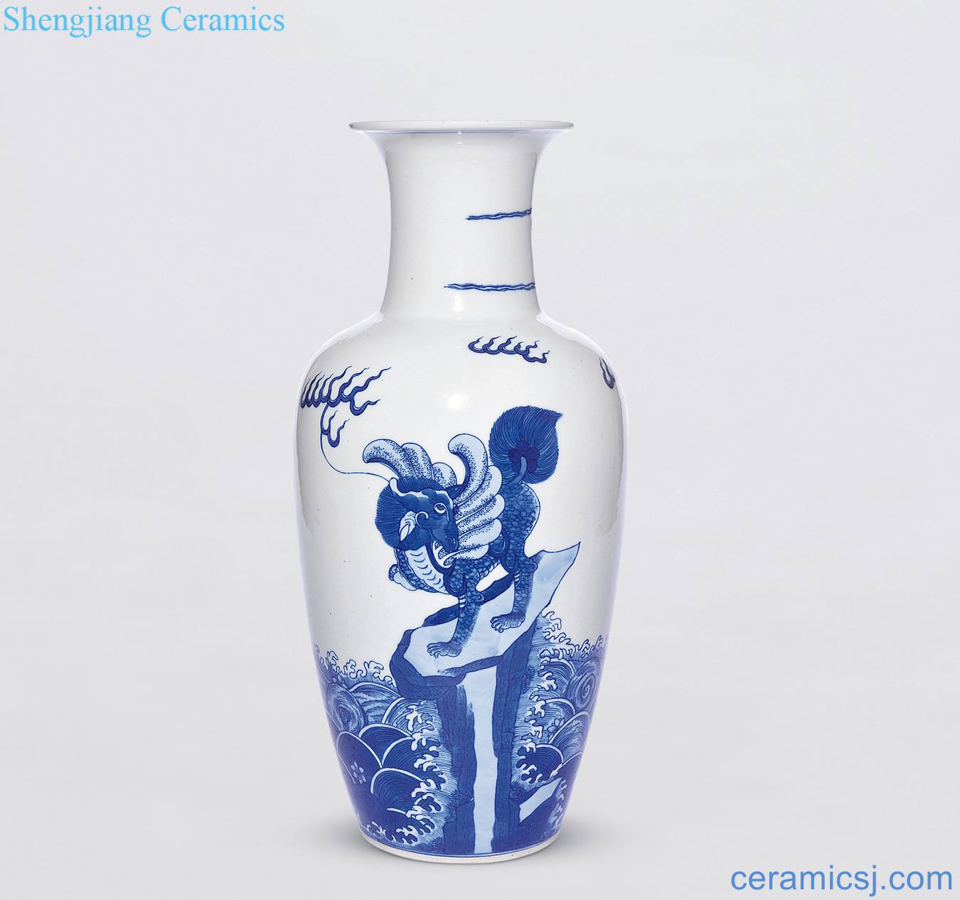 Qing guangxu Imitation of kangxi blue sea goddess of mercy bottle