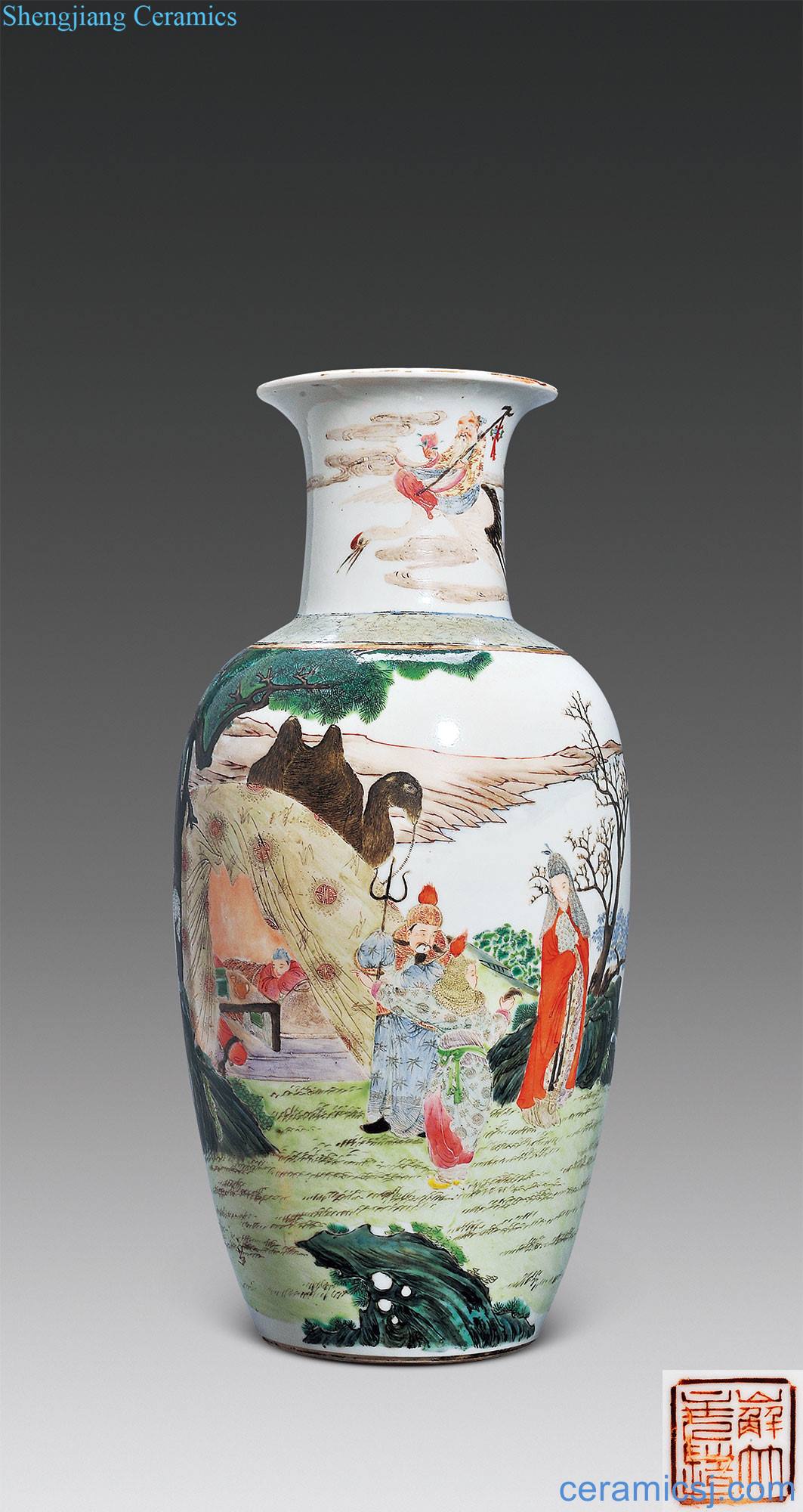 In late qing dynasty Pastel zhaojun story figure bottles fill characters