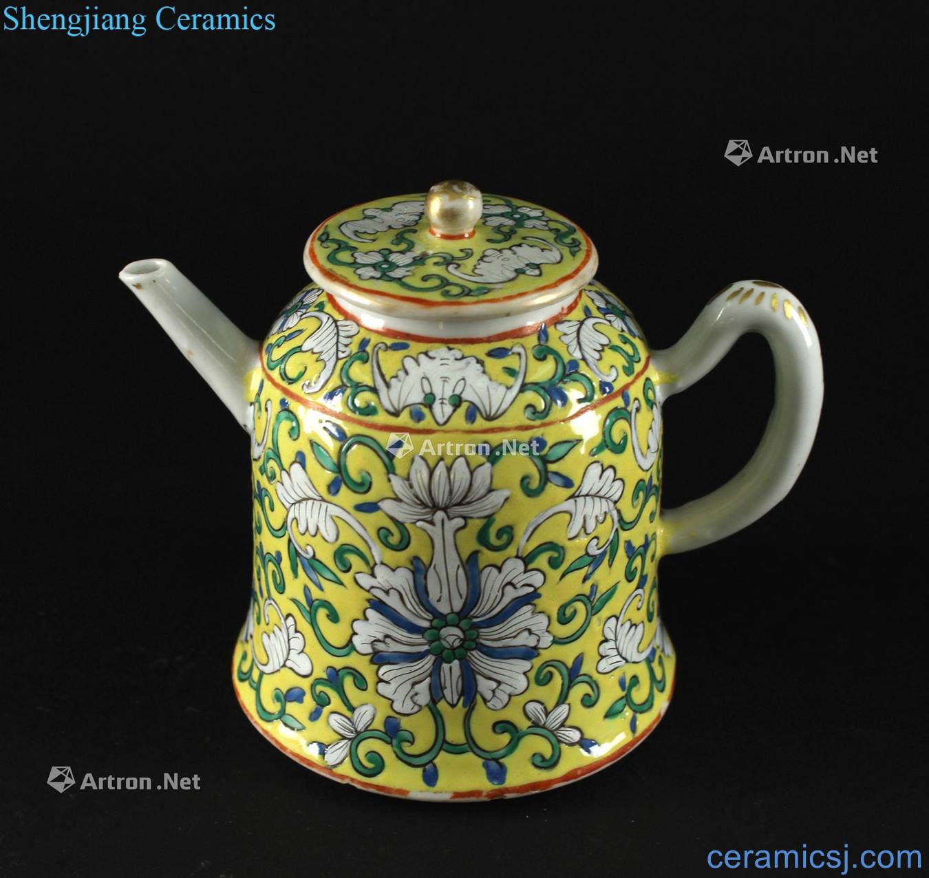 The late qing dynasty to pastel yellow treasure phase pattern bell pot