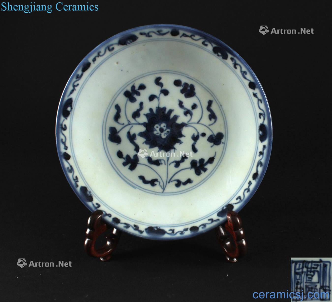 Mid qing Blue and white flower grain export porcelain