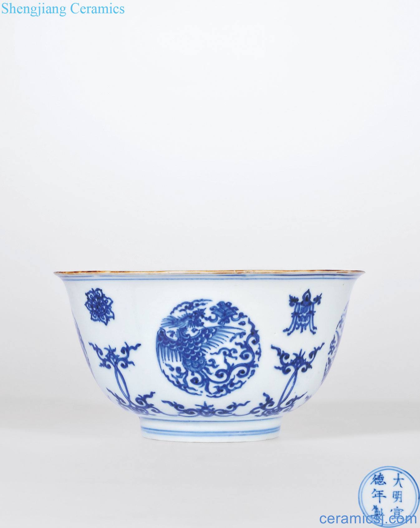 Imitation of the reign of emperor kangxi jintong of blue and white dragon group chicken green-splashed bowls