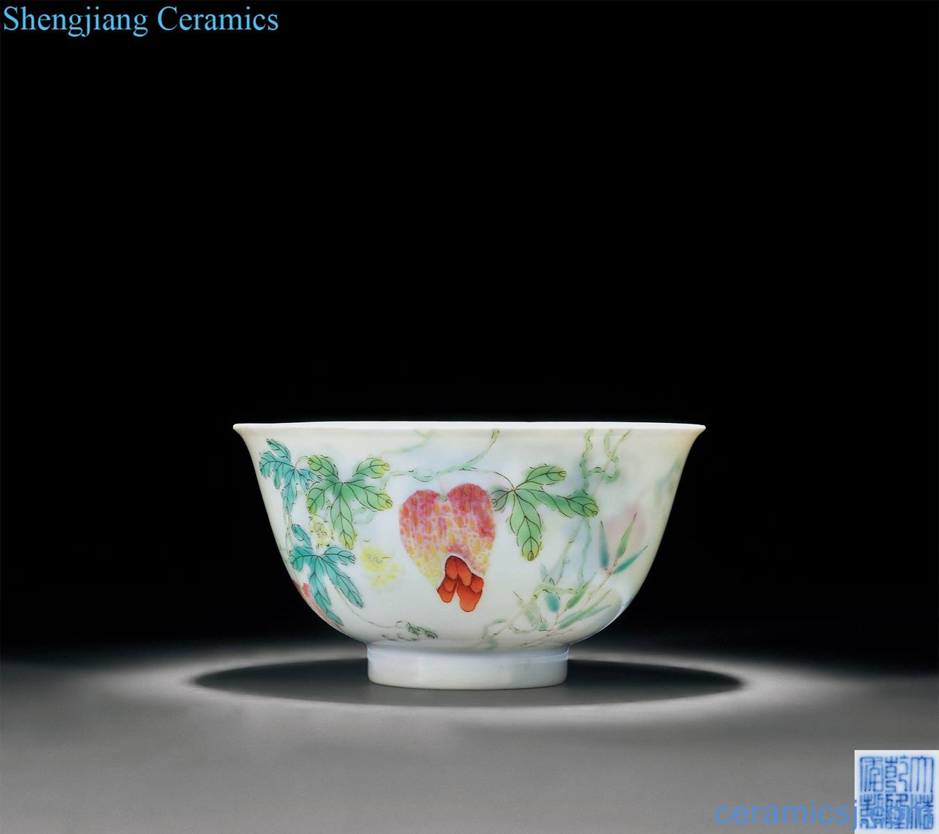 Qing qianlong pastel branch bitter gourd grain bowl