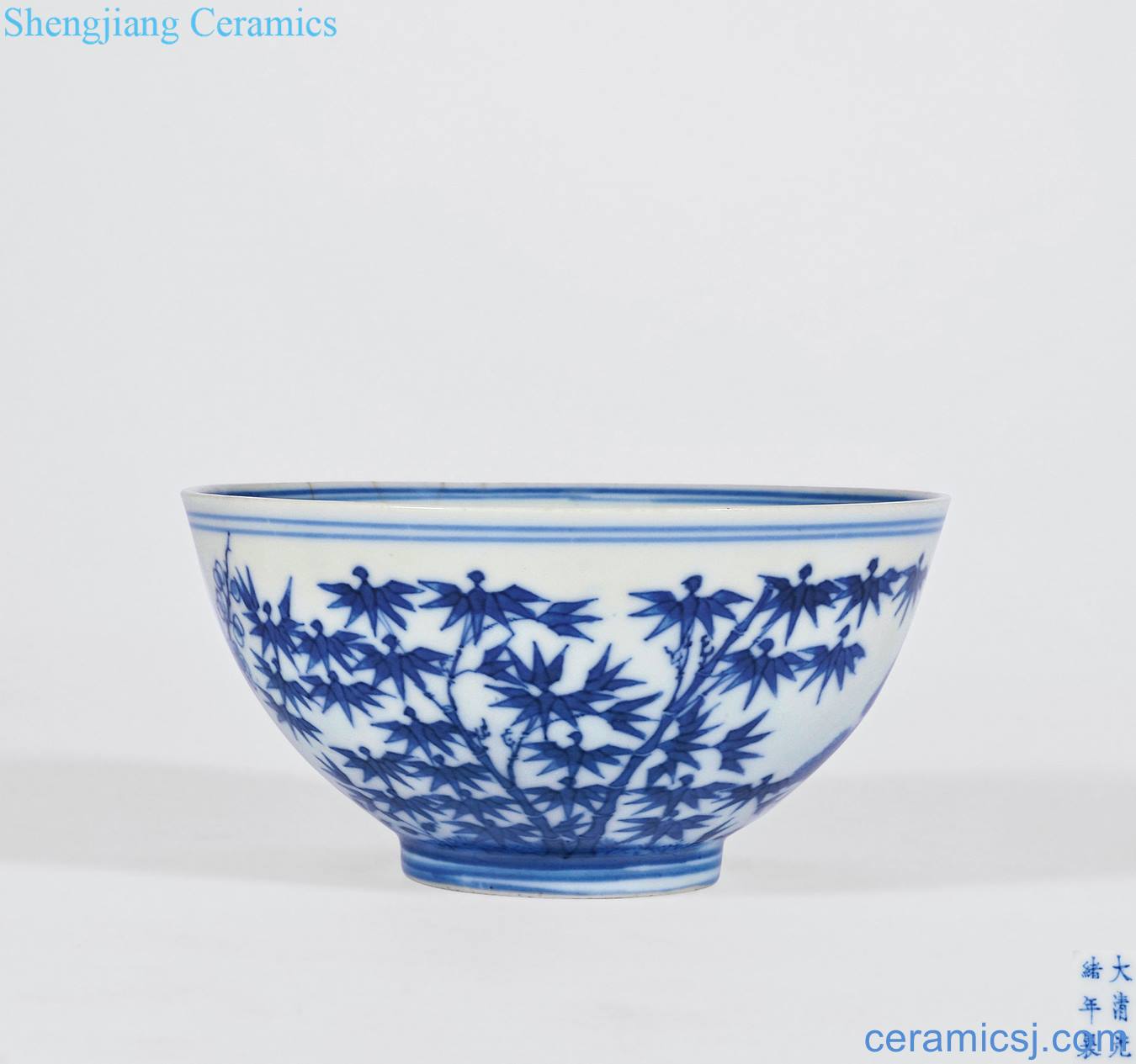 Qing guangxu Blue and white, poetic figure bowl