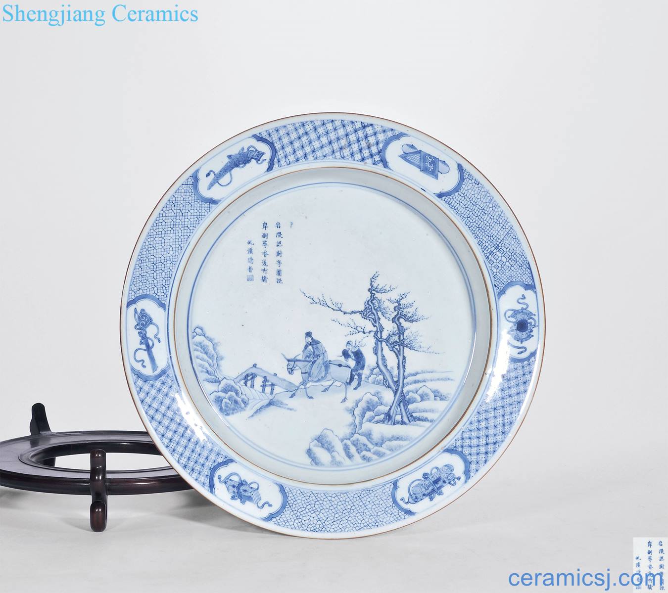 The qing emperor kangxi, yongzheng blue-and-white find mei poetry fold along the wash through the snow