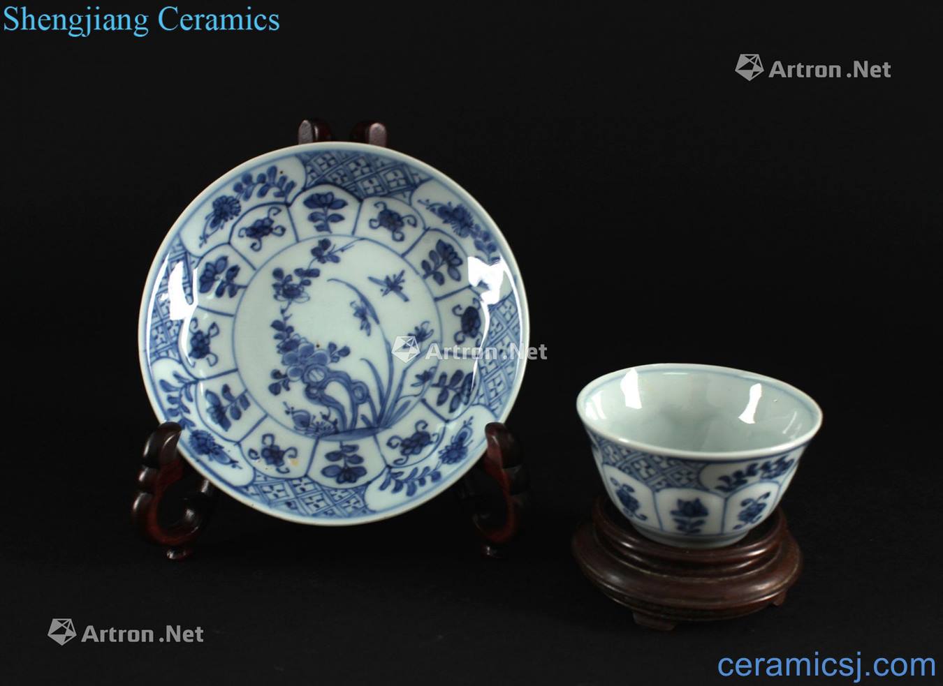 The qing emperor kangxi export flower grain cups and saucers (a)