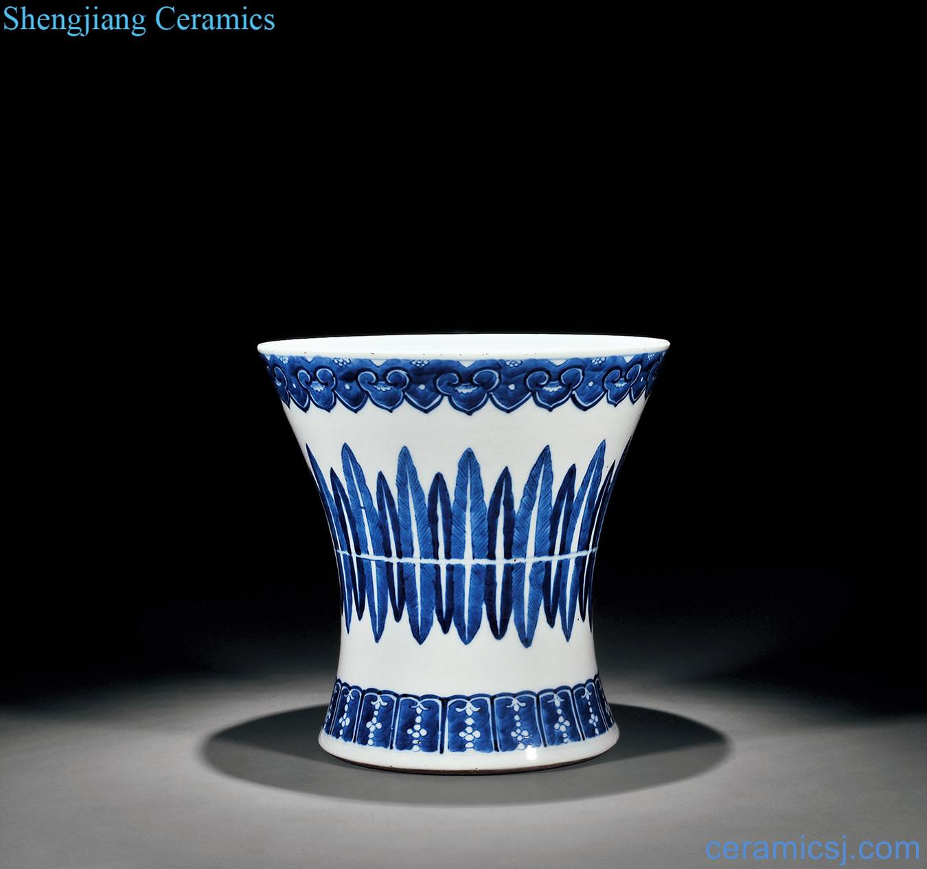 In late qing dynasty Blue and white in print vase with flowers