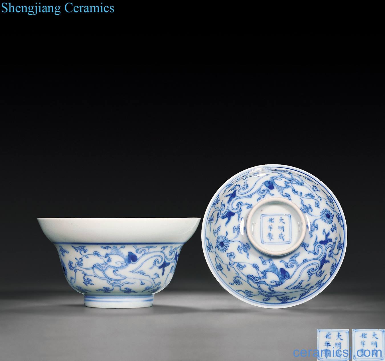 Qing yongzheng blue-and-white therefore dragon tureen