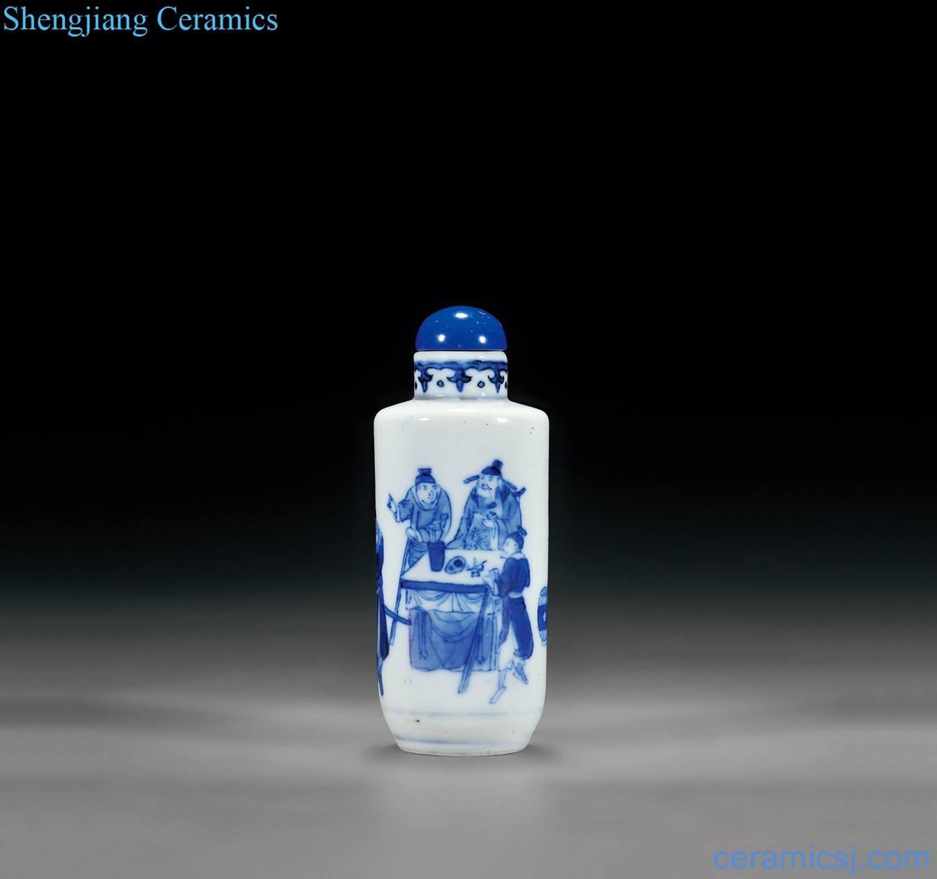 Qing grain pipes of blue and white characters