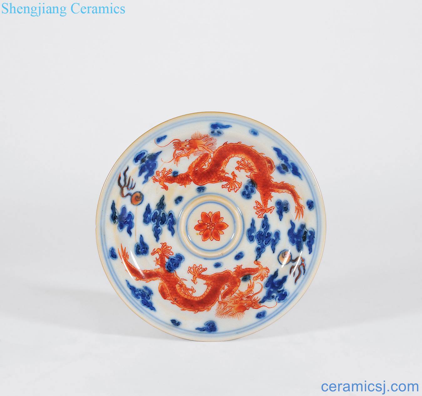 Qing qianlong Blue and white alum YunLongWen red light