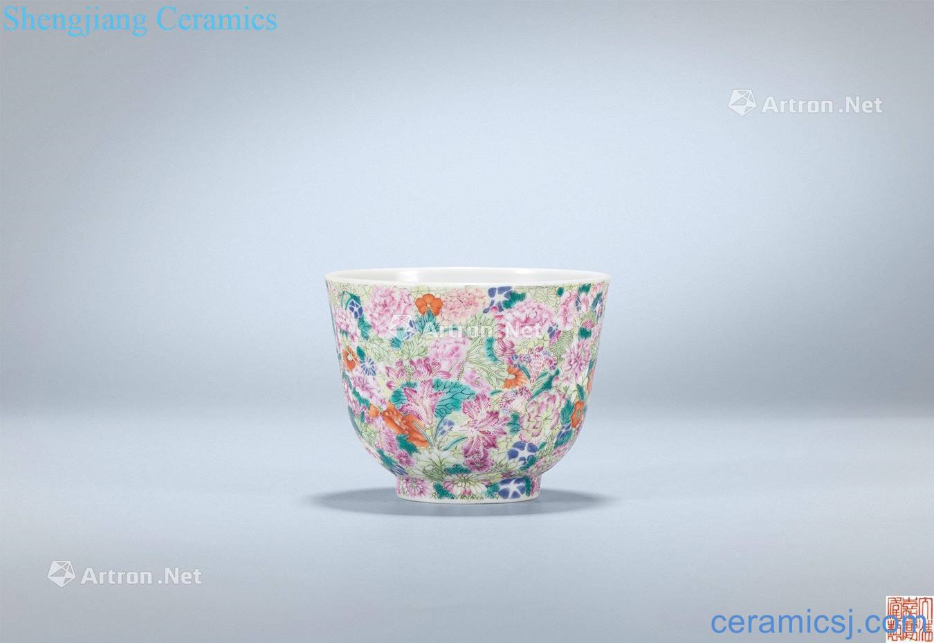 Qing jiaqing pastel flowers in delight grain cup