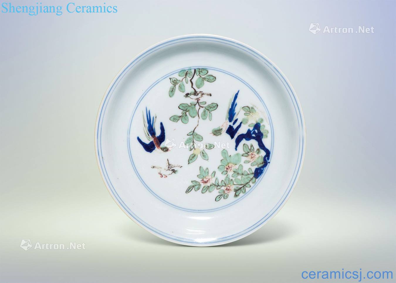 Ming wanli Blue and white color painting of flowers and tray