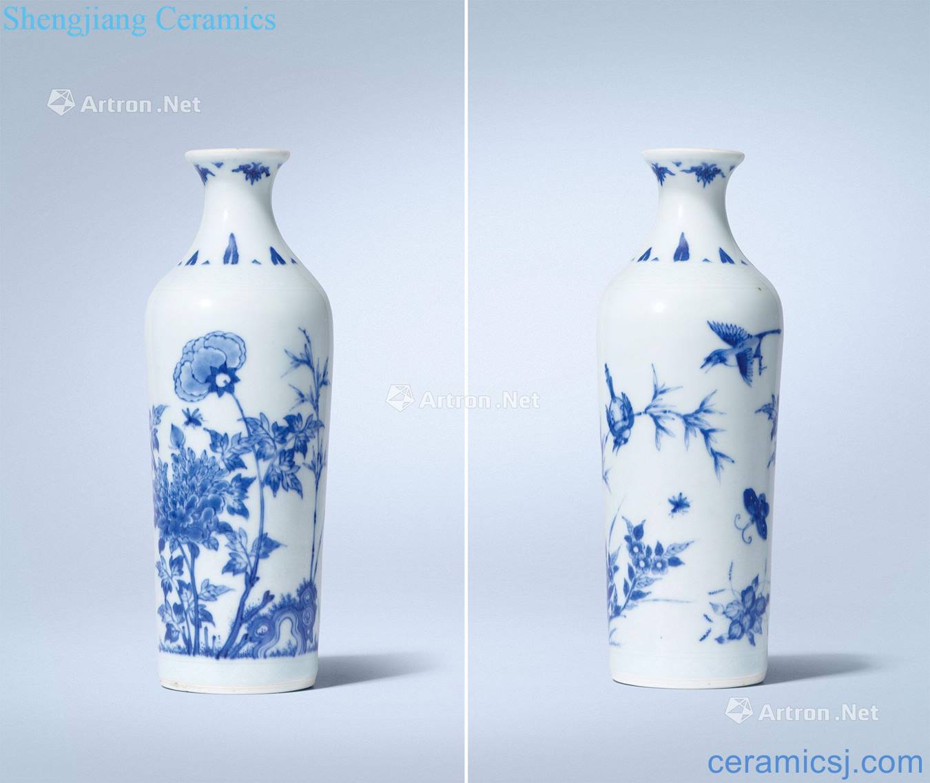 Ming chongzhen Blue and white flower on grain bottle