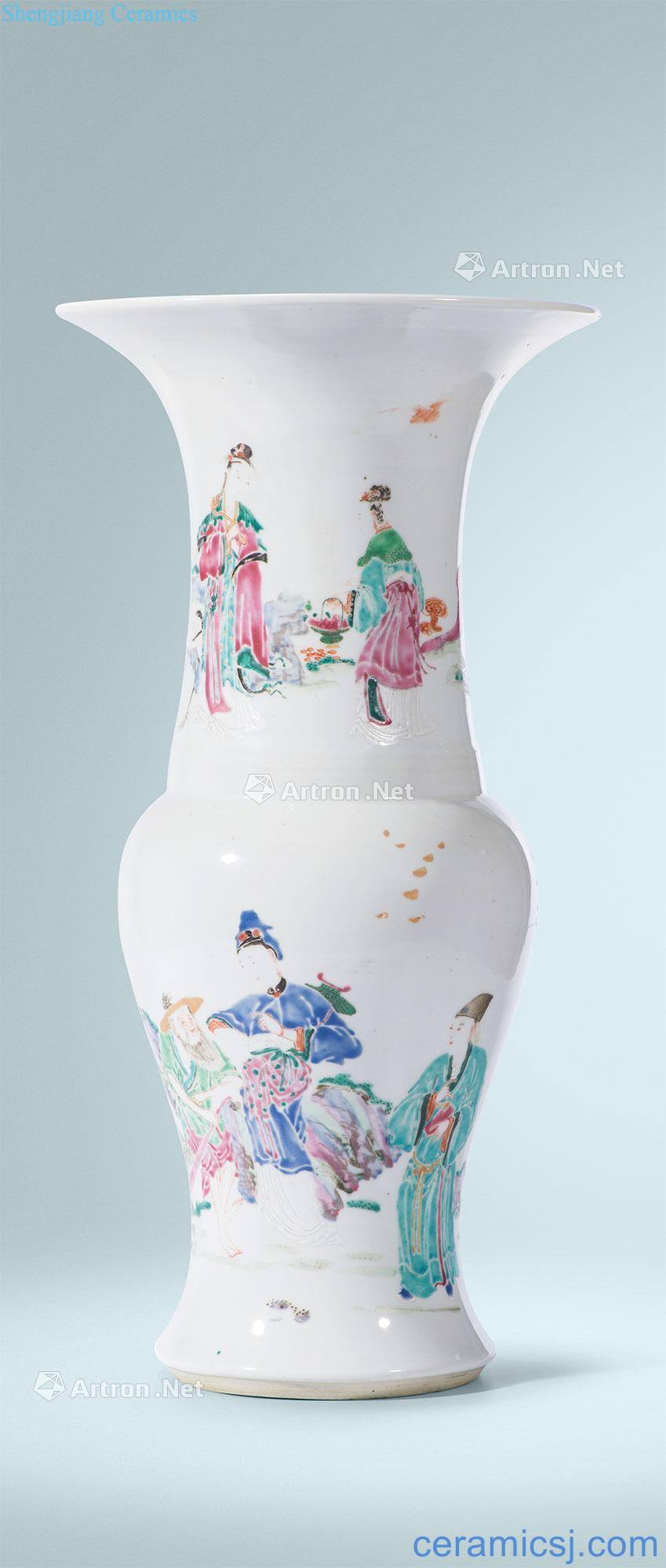Qing yongzheng pastel had big vase with flowers