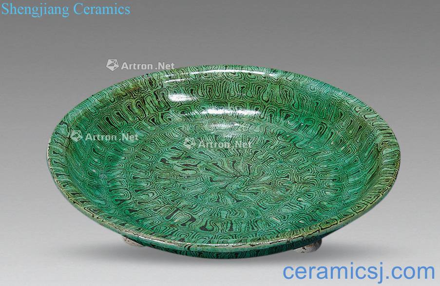 Ming or earlier Green glaze twisted placenta