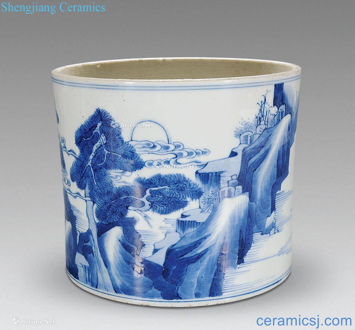 The qing emperor kangxi Blue and white crane deer with spring pen sea