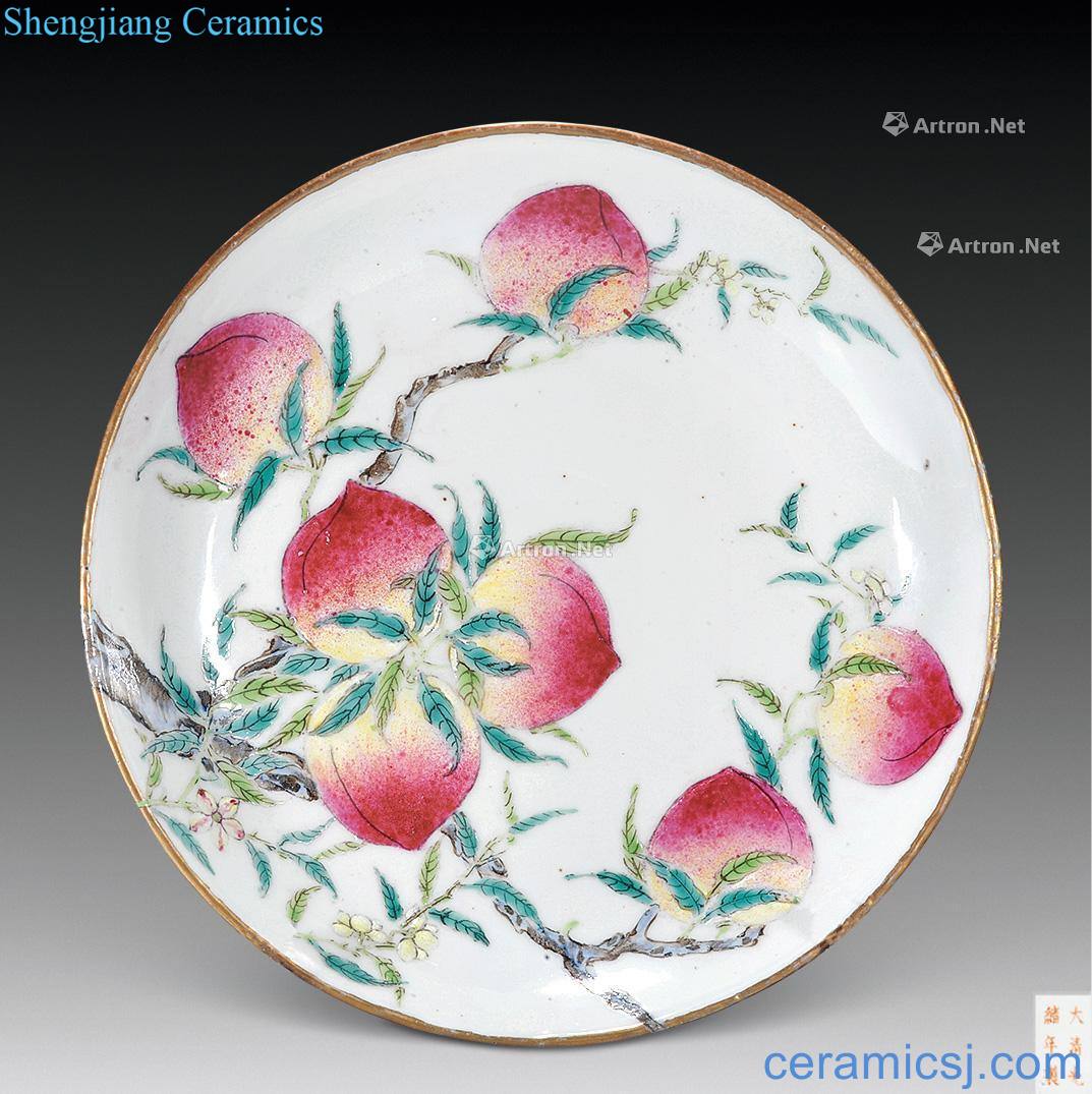 Pastel reign of qing emperor guangxu mouths wall nine disc