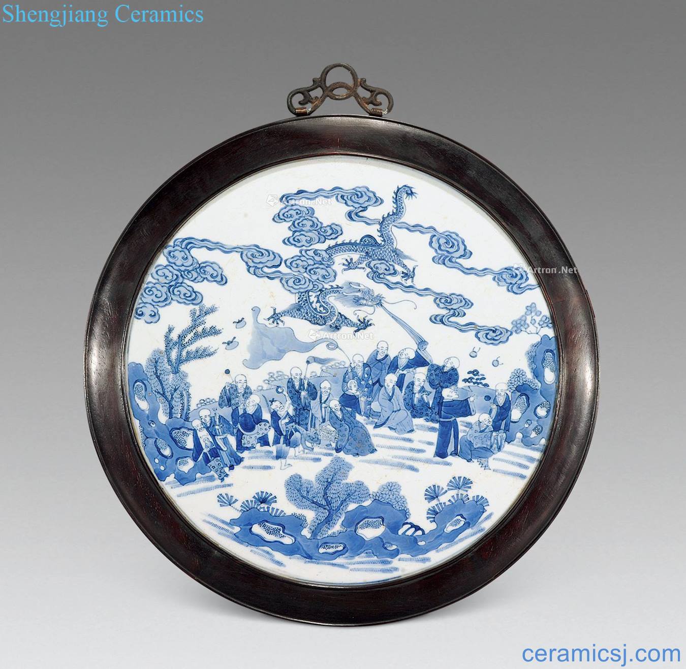 In the 18th century The blue and white porcelain plate 18 Luo Hanyuan lenses