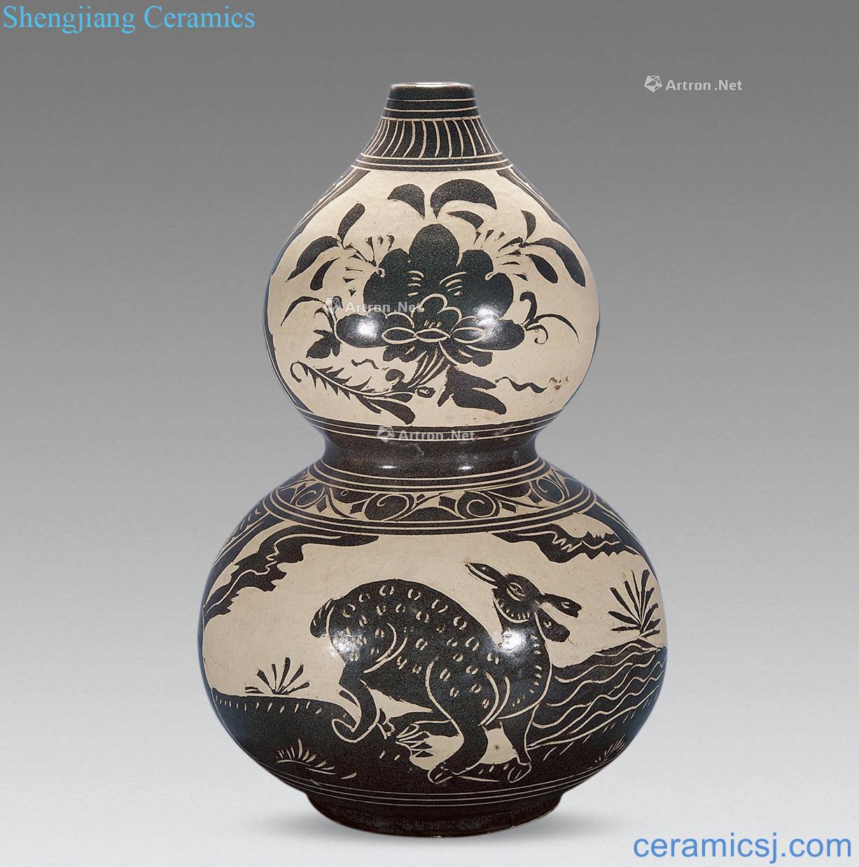 Ming or earlier Magnetic state kiln black gourd ladle type craft vase