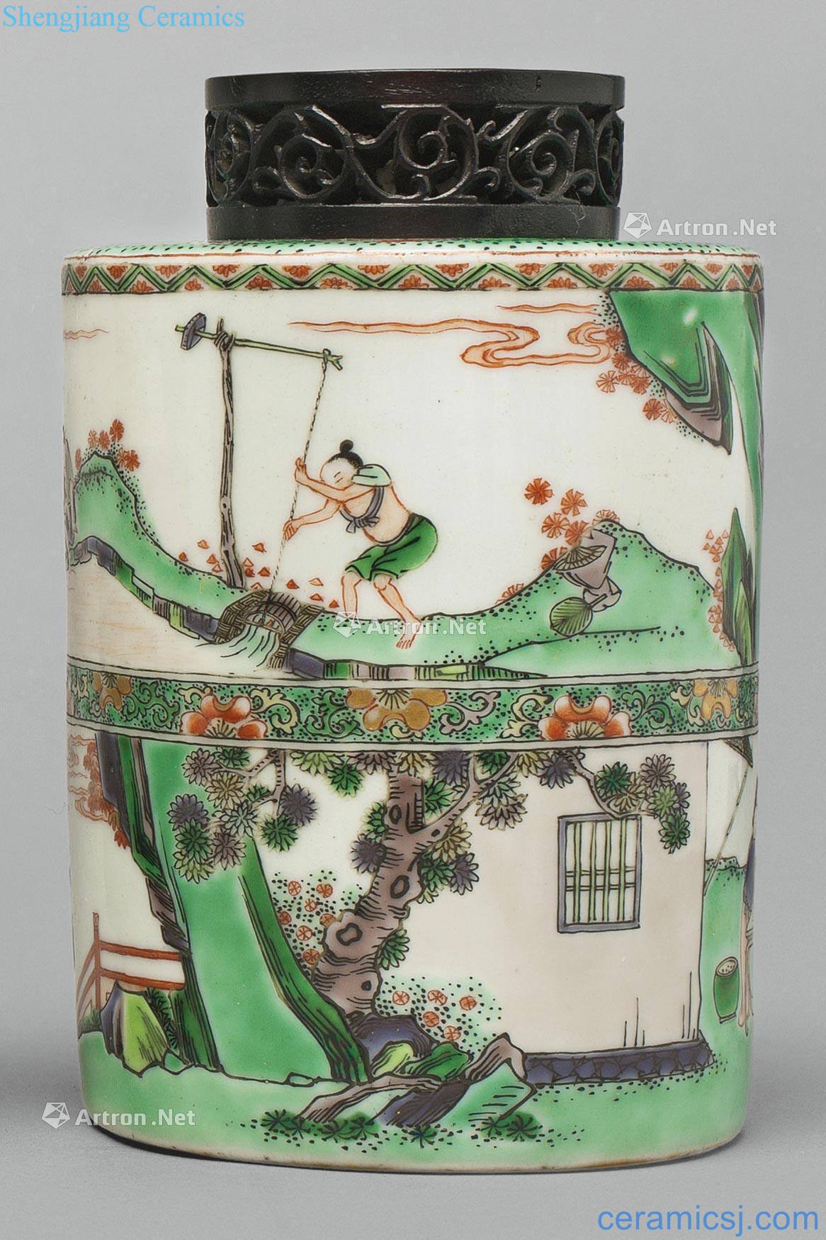 Qing dynasty in the 19th century Colorful woven graph caddy