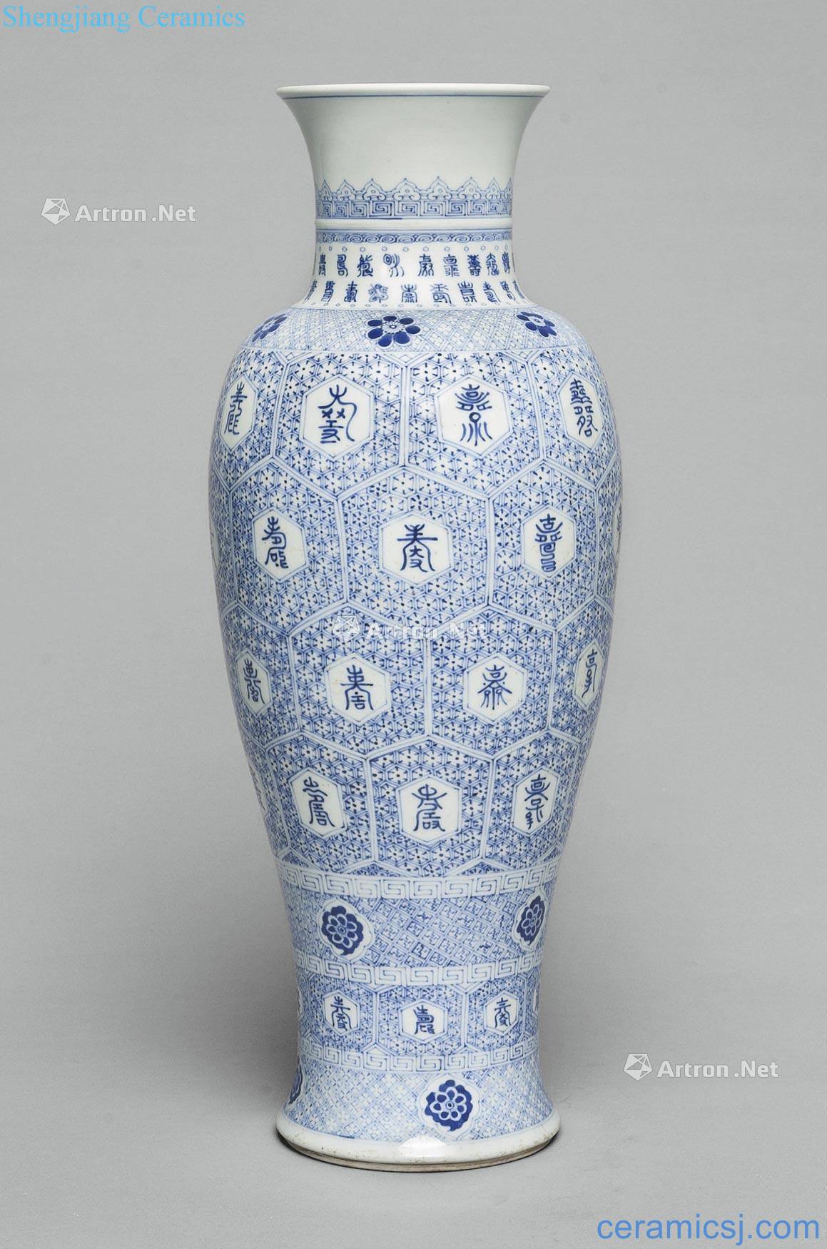 Qing dynasty in the 19th century Shou wen bottles of blue and white