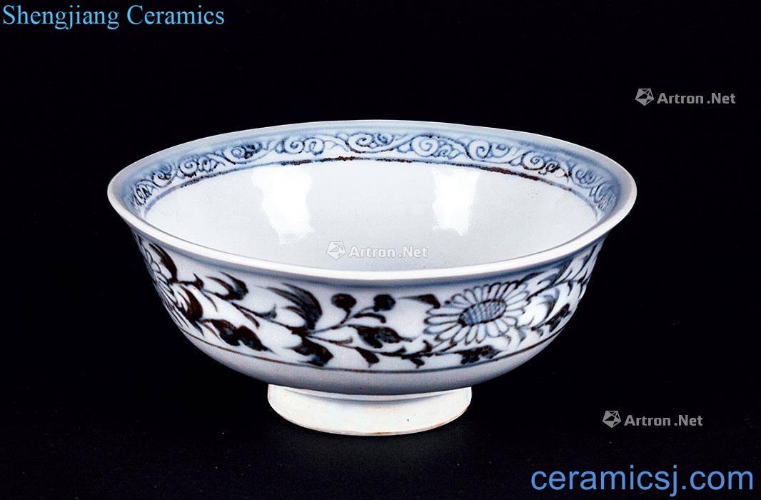 yuan Blue and white footed bowl