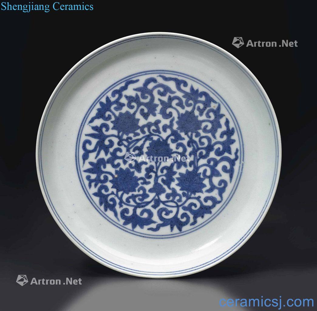 Ming jiajing Blue and white lotus flower tray