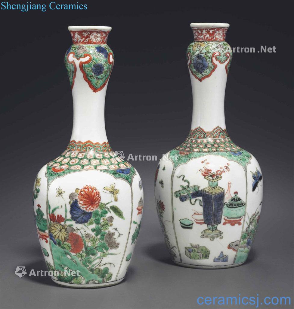Colorful flowers antique map of the reign of emperor kangxi garlic bottle (a)