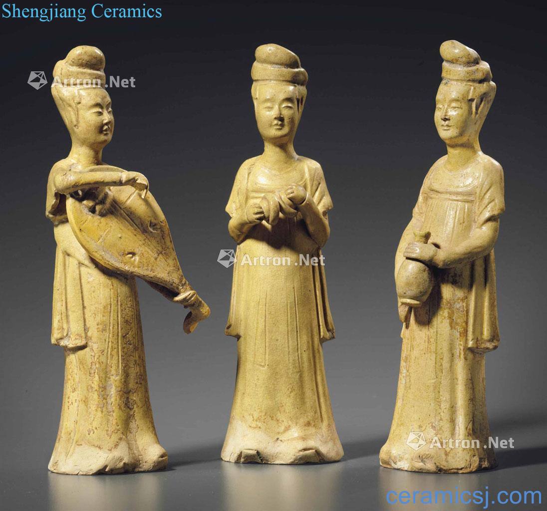 sui Yellow glaze female le renowned figures (a group of three)