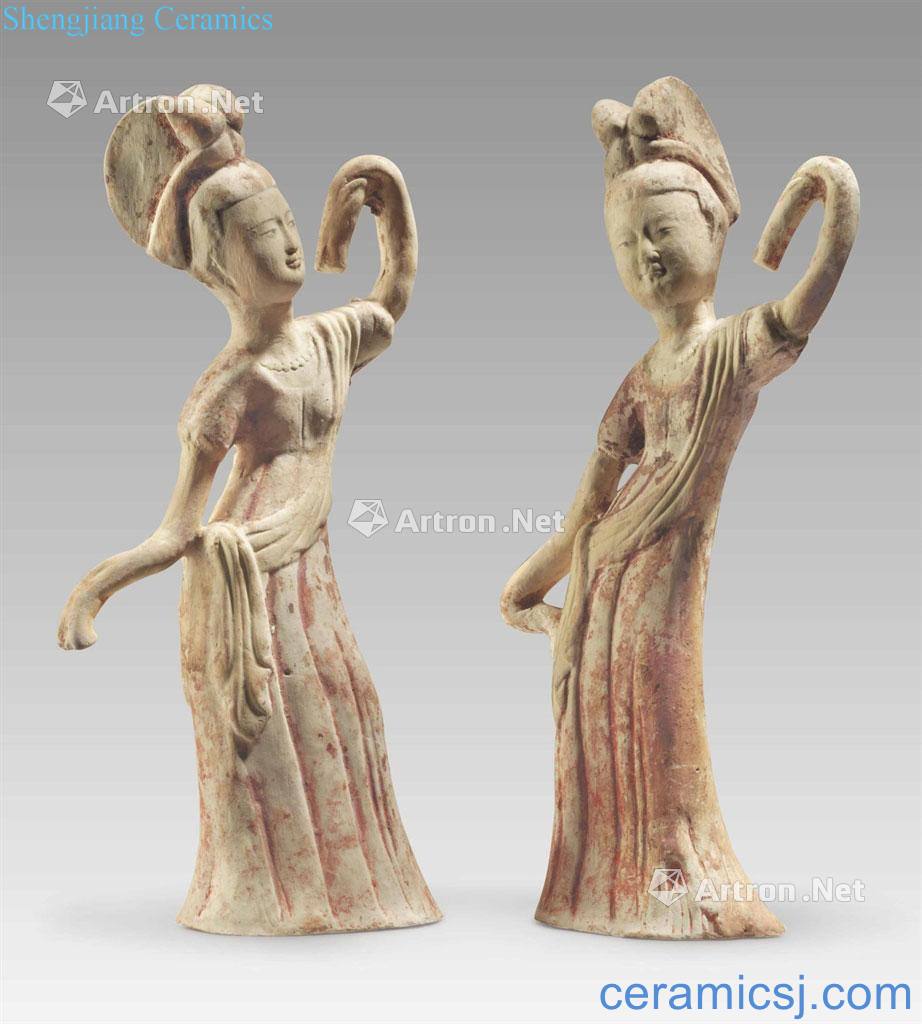 Painted pottery tang women dancing figures (a)