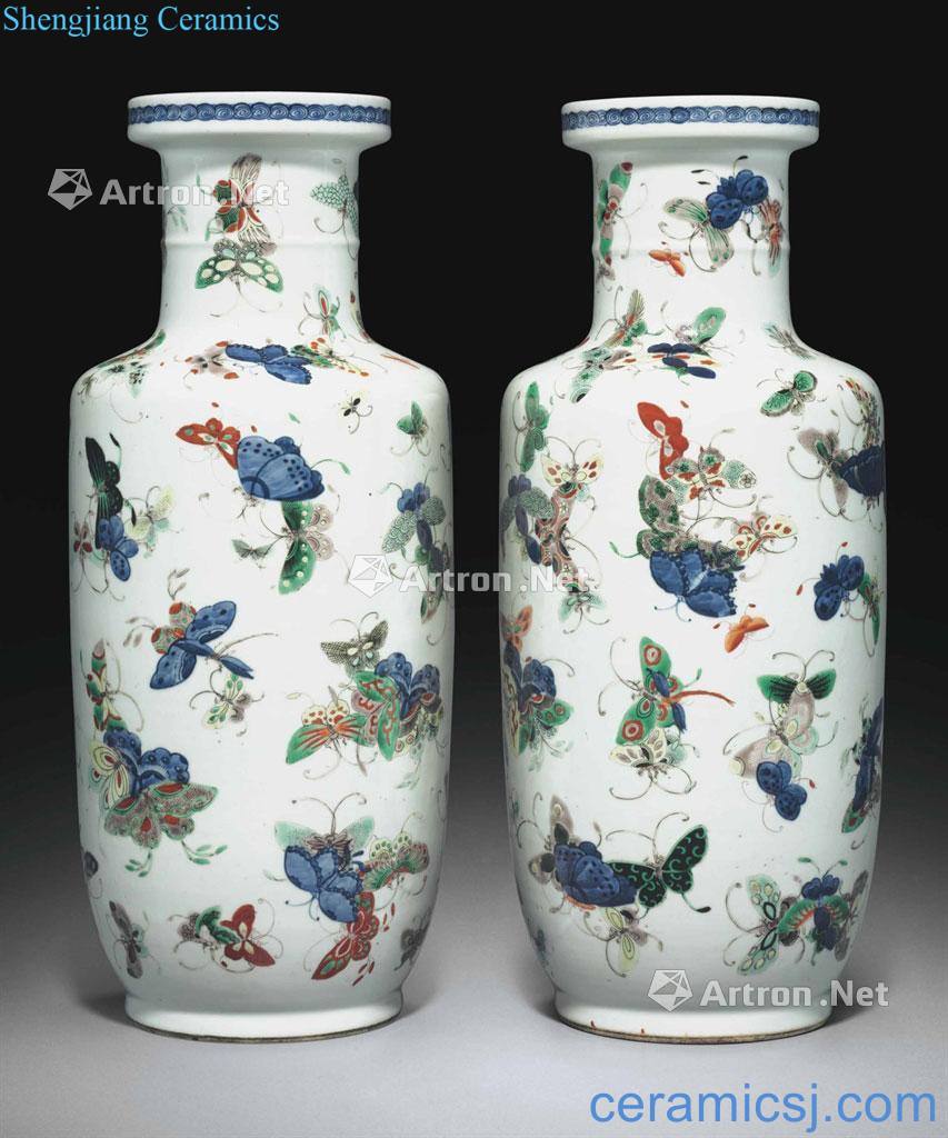 The qing emperor kangxi five butterfly tattoo wooden stick bottle (a)