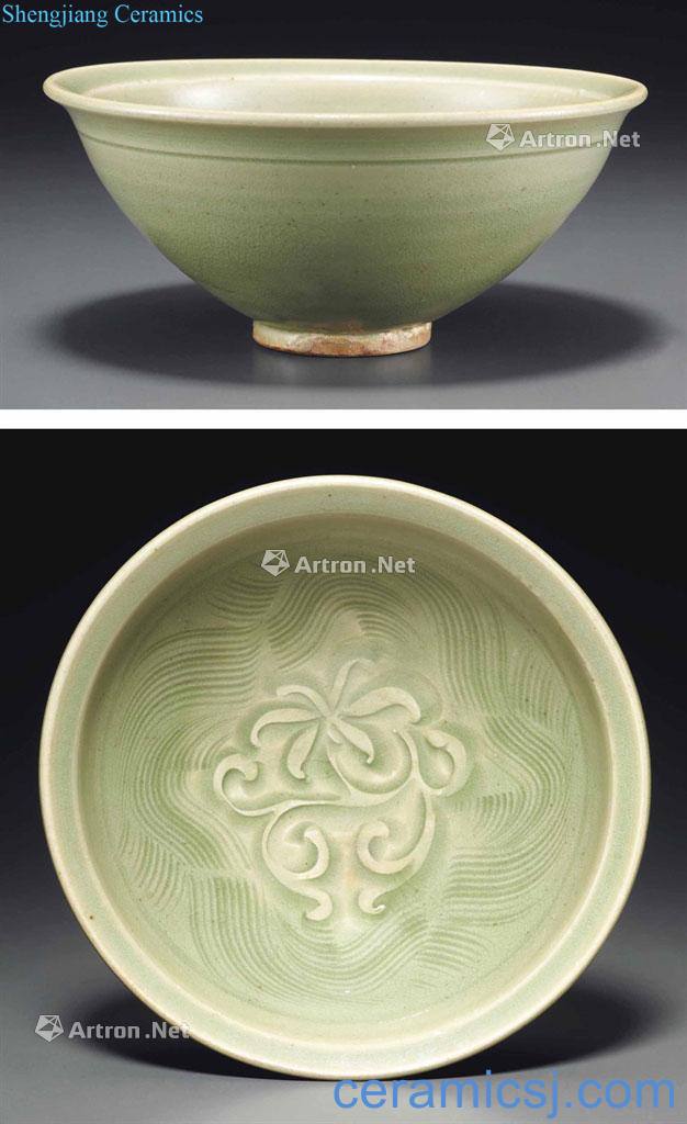Northern song dynasty/gold Yao state kiln green glaze flower grate grain 盌 dai li
