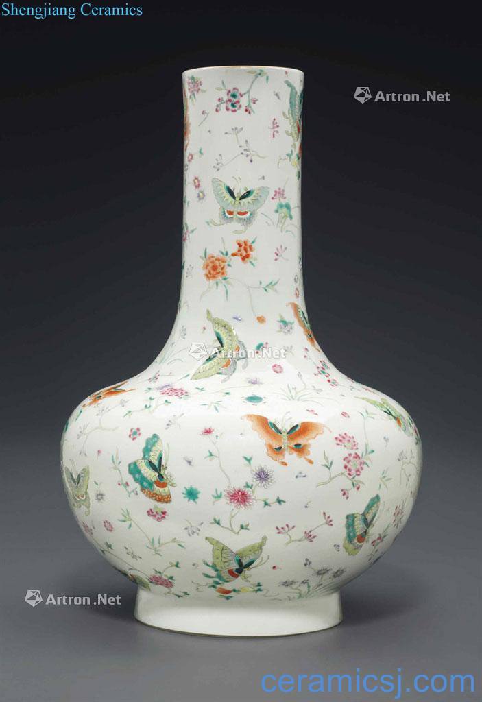 Pastel reign of qing emperor guangxu butterfly lines straight flask
