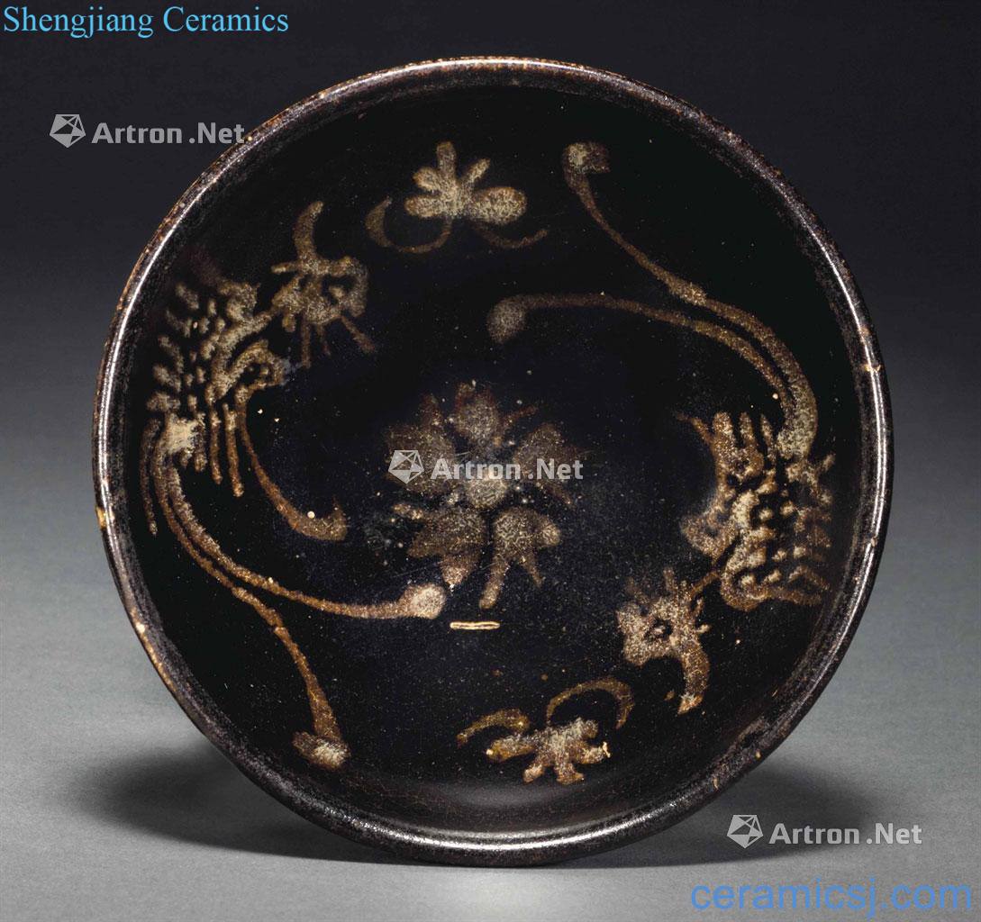 The southern song dynasty Jizhou kiln glaze iron draw phoenix bird patterns in brown light