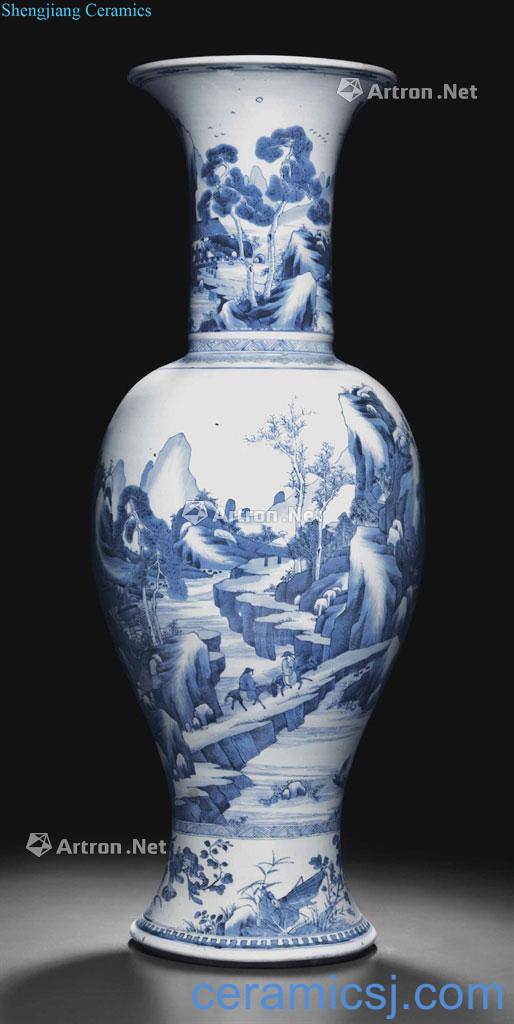 The qing emperor kangxi Blue and white jingshan figure large PND tail-on and water