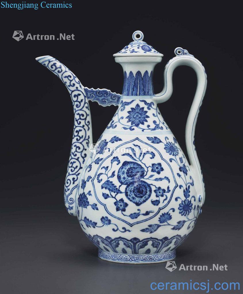 Qing qianlong Blue and white flowers and grain ewer