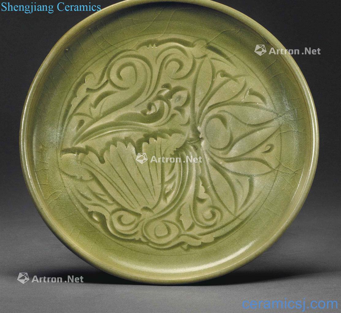 Northern song dynasty/gold Yao state kiln green glaze lotus tray