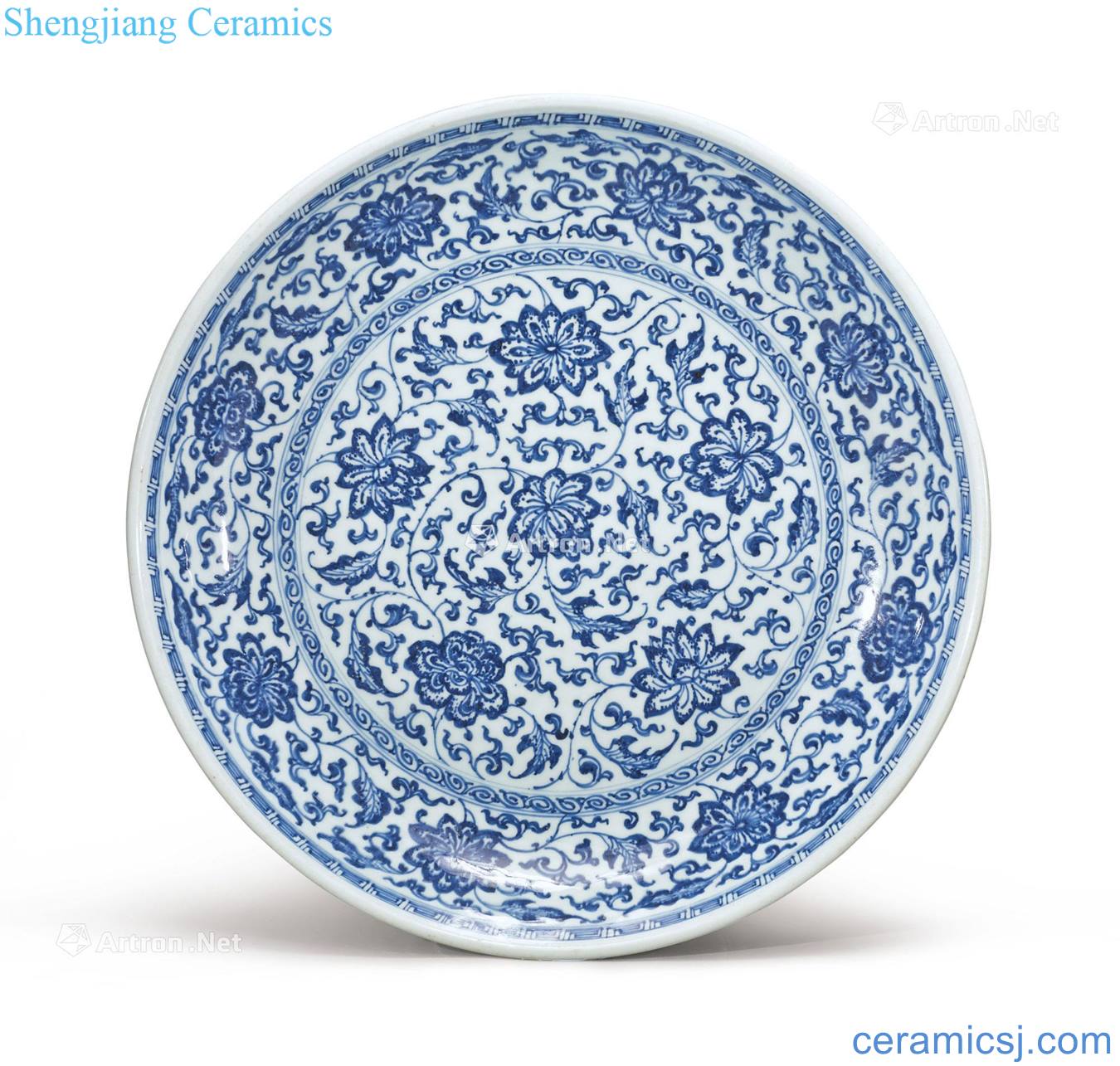 Qing in the eighteenth century Blue and white tie up flower tray