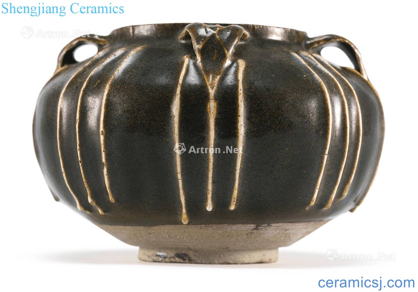 Northern song dynasty/gold The black glaze ridge lines of quaternary cans