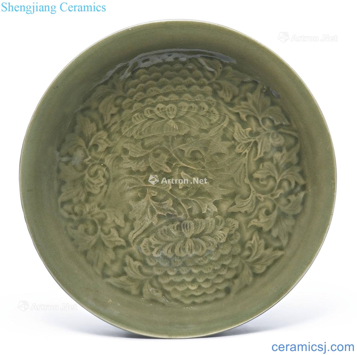 Northern song dynasty Yao state kiln green glaze peony grains 盌