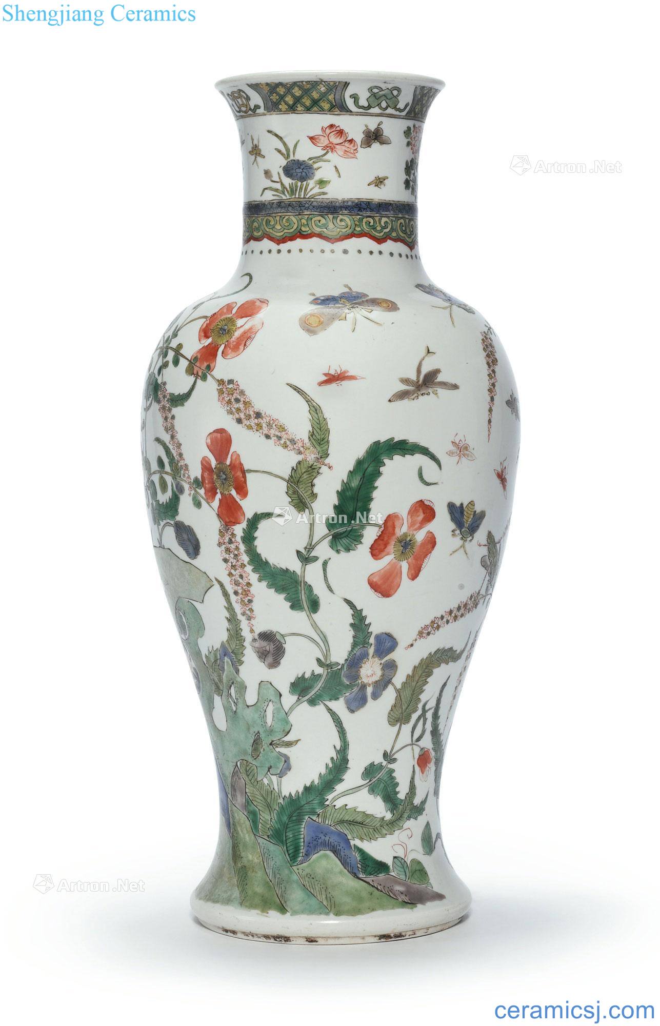 The qing emperor kangxi Colorful wildflowers figure bottles of flying insects