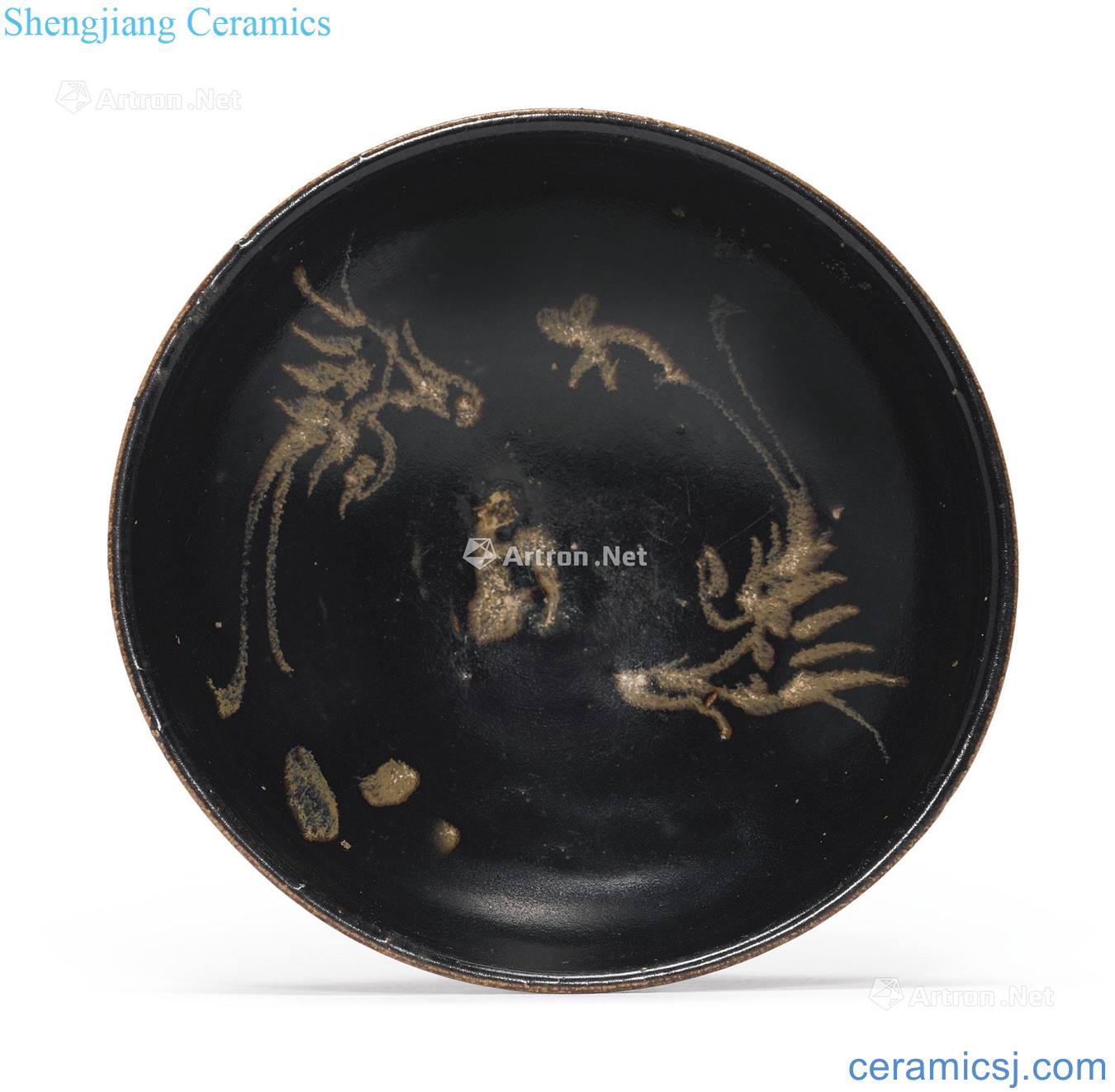 The southern song dynasty/yuan Jizhou kiln black glaze grain 盌 coloured drawing or pattern