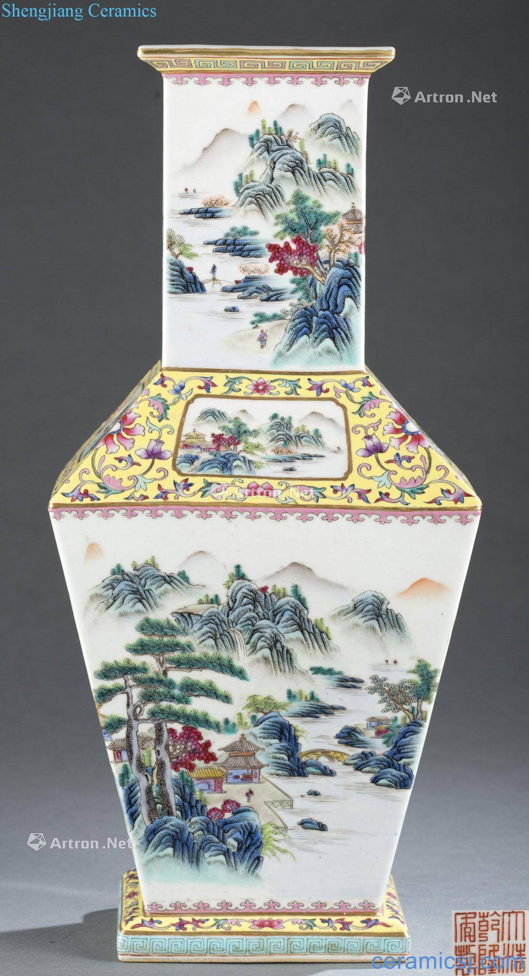 Pastel painting landscape square big bottle of the republic of China in late qing dynasty