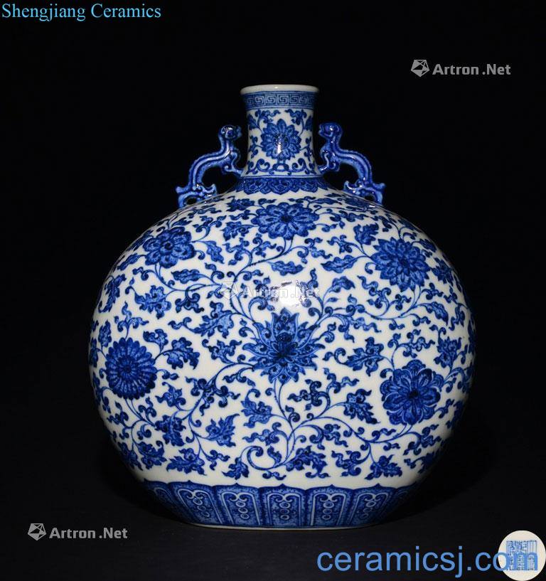 The QING DYNASTY A BLUE AND WHITE MOONFLASK