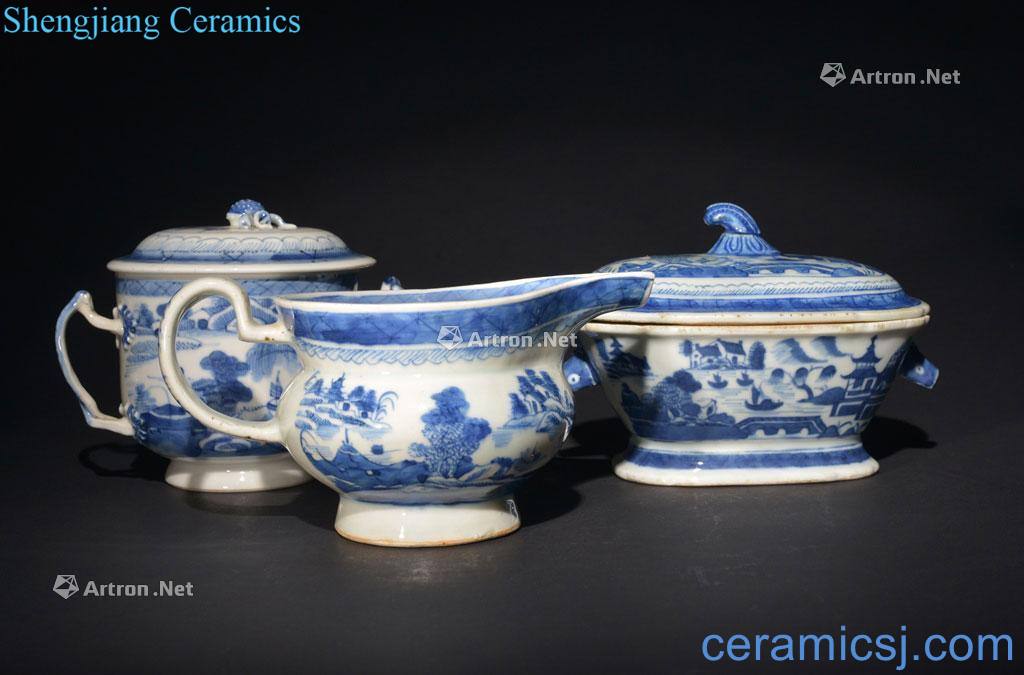 The QING DYNASTY THREE OF BLUE AND WHITE CUPS