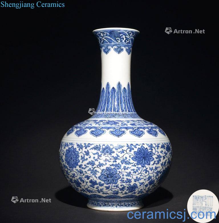 The QING DYNASTY A BLUE AND WHITE BOTTLE VASE
