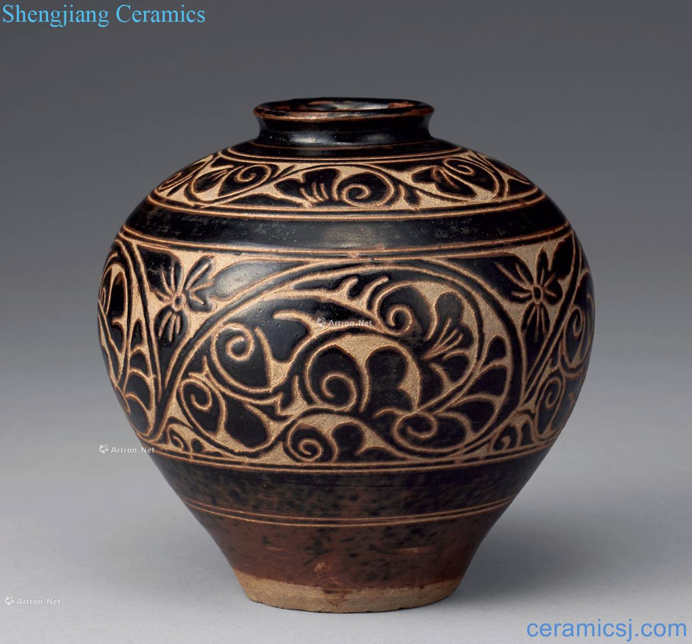 Song magnetic state kiln carved flower grain tank